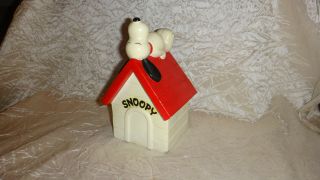 Vintage 1970 Peanuts Snoopy On Dog House Coin Bank