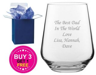 Personalised Engraved Whiskey Tumbler Glass Fathers Day Gift Best Dad,  No1 Dad