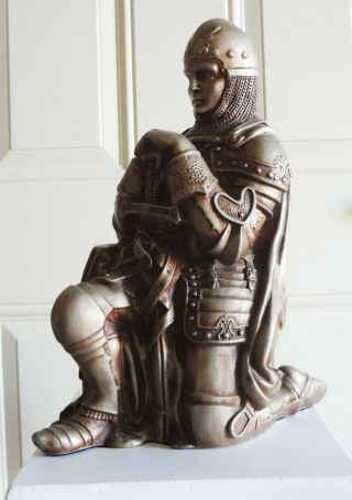 Medieval Knight Kneeling On Sword Large 14 " Collectible Statue Figurine