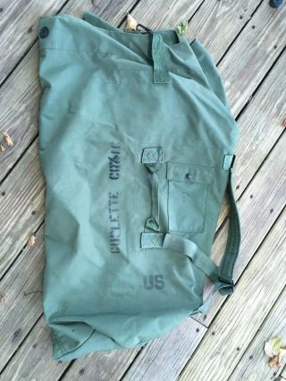 Vintage Military Army Green Canvas Duffel,  Laundry Bag,  Rucksack W/ Name On It