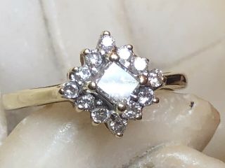 Vintage Estate 14k Gold Natural Diamond Engagement Ring Halo Wedding Halo