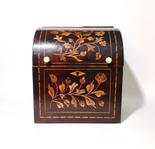 Antique Dutch Mahogany Marquetry Decanter Box / Tantalus,  Late 18th C.  Georgian