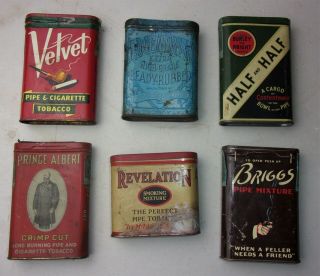 6 Vintage Tobacco Tin Velvet Edgeworth Briggs Revelation Half Half Prince Albert