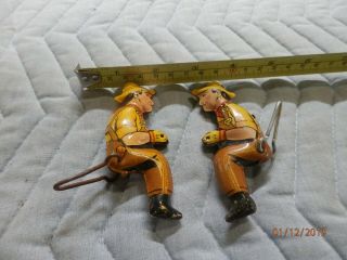 2 - Vintage Tin Litho Toy Men/ Drivers For Marx Type Tin Toys