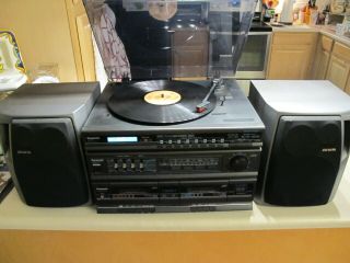 Vintage Panasonic Stereo System Sg - H10 Record Dual Cassette Am/fm Player 3 Tier