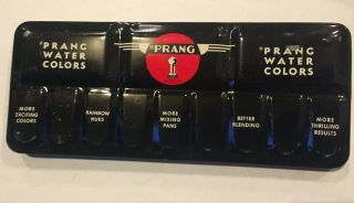 Vintage American Crayon Company Prang 16 Water Colors Metal Tin Box