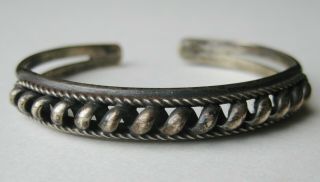 Vintage Native American Navajo Indian Sterling Silver Cuff Bracelet