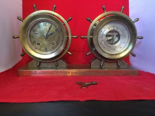 Vintage Chelsea Ships Bell Clock Claremont Desk Set