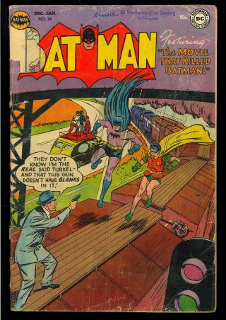 Batman 74 (glue) Pre - Code Golden Age Joker Story Dc Comic 1952 App.  Gd