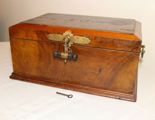 Large Antique 1800s Handmade Burl Wood Brass Eastlake Aesthetic Box Casket Trunk