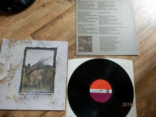 Led Zeppelin Iv 4 Uk Press Red Plum Rare Top Misprint 1971 Ex,  2401012