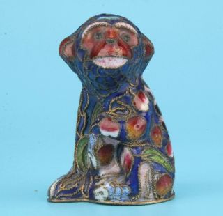 Antique Chinese Cloisonne Enamel Statue Animal Monkey Handmade Old Collectable