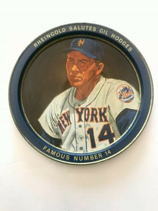 York Mets Gil Hodges Rheingold Metal Drink Tray Vintage Famous 14