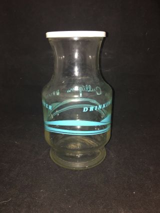 Vintage Culligan Drinking Water 32 Oz Glass Carafe Hey Culligan Man