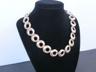 Vintage Taxco Mexican Sterling Silver Modernist Tp - 22 Round Link Necklace 96.  4