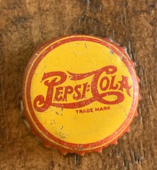 Vintage Cork Lined Bottle Cap Crown Pepsi Cola Soda Yellow Red Trademark Can