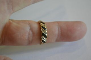 Vintage 9ct Gold Sapphire & Diamond Half Eternity Ring Ladies Size O,