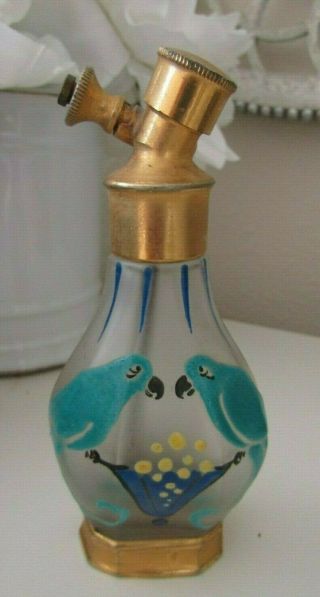Antique French Hand Painted,  Signed,  Perfume Atomizer,  Unusual Shape,  Le Frisson
