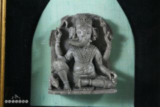 Antique Indian Hindu Relief Carved Stone / Schist Deity Stele 19th C Or Earlier