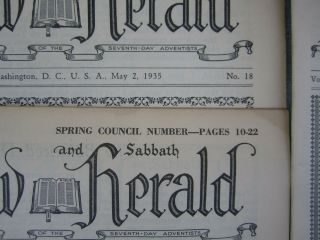 Seventh - Day Adventist Review & Herald Vintage 7th SDA Church Newspaper May 1935 2