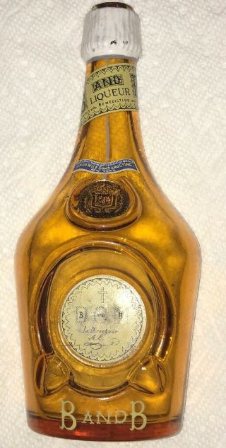 Vintage Dom Benedictine B And B Liqueur Amber Bottle Shape Ashtray