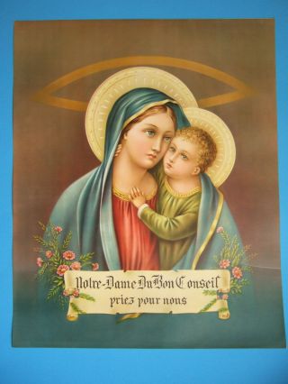 Vintage Catholic Print Picture Our Lady Of Good Counsel 15x19 Never Displayed