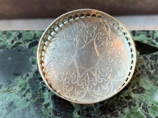 RARE Miniature Dollhouse Artisan KEN PALMER Sterling Silver FOOTED ROUND TRAY 2