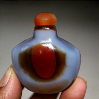 Exquisite Hand - Carved Natural Banded Agate Snuff Bottle - Madagascar