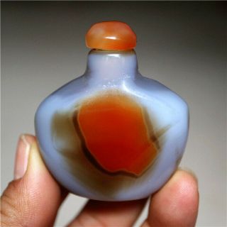 Exquisite Hand - carved Natural Banded Agate Snuff Bottle - Madagascar 2