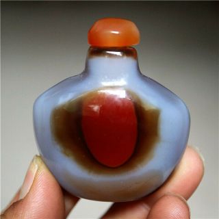 Exquisite Hand - carved Natural Banded Agate Snuff Bottle - Madagascar 3