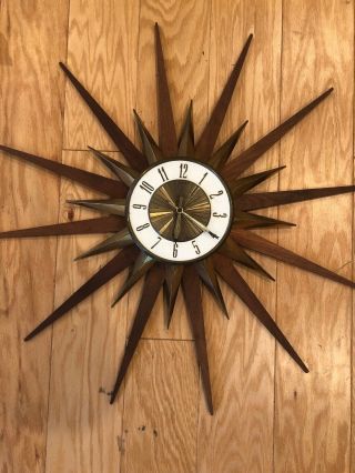 Large 28 " Vintage Mid Century Modern Atomic Space Age Elgin Starburst Wall Clock
