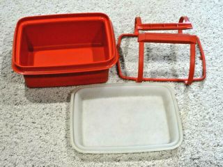 VTG Tupperware Retro Pack N Carry Lunch Box Carrier Tote 1254 – Paprika Red EUC 2