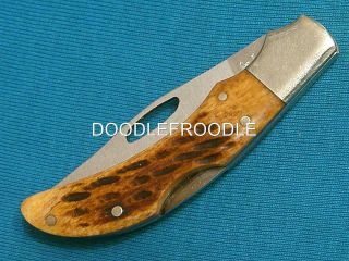 Odd Vintage Frost Japan Bone Stag Lockback Folding Knife Knives Pocket Jack Tool