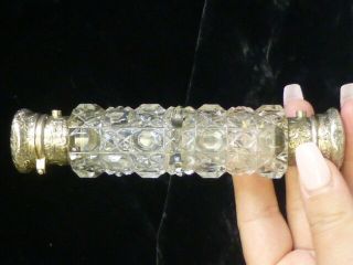 1862 William Barker Sterling & Heavy Cut Crystal Perfume / Scents Bottle