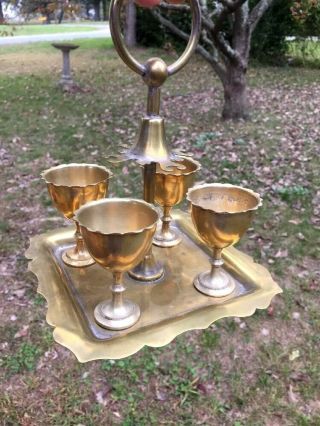 Queen Of England Brass Gold Egg Cup Holders 4 Set Serving Tray Baby Grand Piano