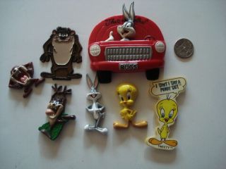 7 Vintage Refrigerator Magnets /looney Toons/ Bugs Bunny - Tweety - Taz
