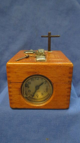 Vintage Benzing German Pigeon Racing Clock With Oak Case