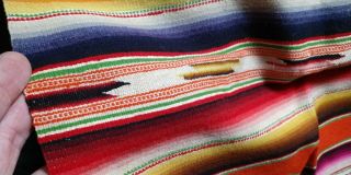 Vintage Wool Mexican Serape Saltillo Rug Blanket Runner 2