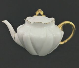 Vintage Shelley Regency Dainty Teapot White With Gold Trim