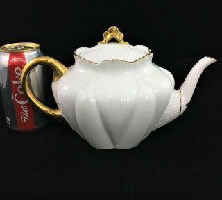 Vintage Shelley Regency Dainty Teapot White with Gold Trim 2