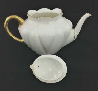 Vintage Shelley Regency Dainty Teapot White with Gold Trim 3