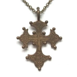 Kalevala Koru Kk Finland - Old Vintage Bronze Cross Pendant Necklace