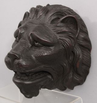 19thc Antique Victorian Architectural Fragment Folk Art Carved Walnut Lions Head