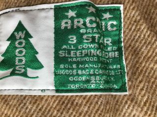 80” Large Vintage Woods Mfg Co Arctic 3 Star Down Sleeping Bag W/liner Ex Cond