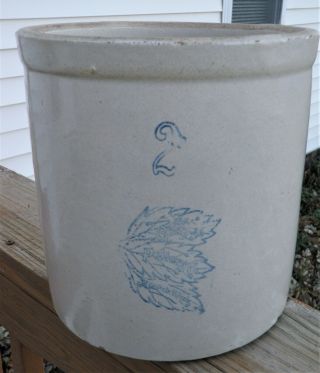 The Buckeye Pottery Co.  Macomb,  Ill.  Rare,  2 Gallon,  Leaf Mark,  Base Mark