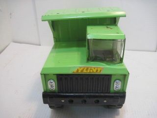 VINTAGE NYLINT PRESSED STEEL CONSTRUCTION SET LIME GREEN HYDRAULIC DUMP TRUCK 2