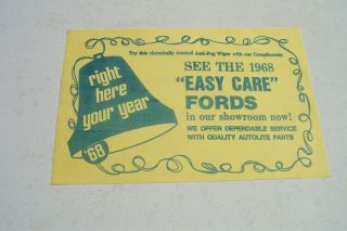 Rare Vintage 1968 Ford Mustang Shelby Cobra Dealer Giveaway Advertising Sheet