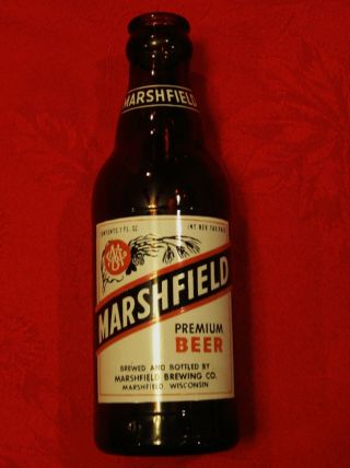 Marshfield Premium Beer Bottle Shorty 7oz.  Acl Painted Label 1940 