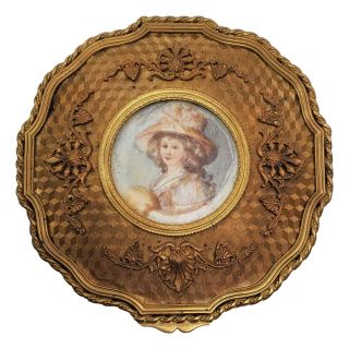 Antique French Gilt Bronze Vanity Box W/ Miniature Painting