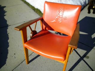 Vintage 1950s Orange Mid Century Western Cowboy Wagon Wheel Furniture Chair